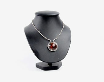 Vintage Niels Erik FROM Sterling Silver Necklace  with Rare Natural Stone - Danish 1970s Statement Jewelry