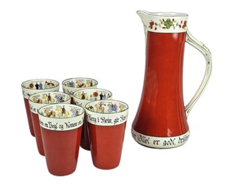 Vintage Norwegian Porcelain Beer Set with Nordic Pattern - Rare Collectible from Porsgrund - Perfect Wedding Decor and Gift