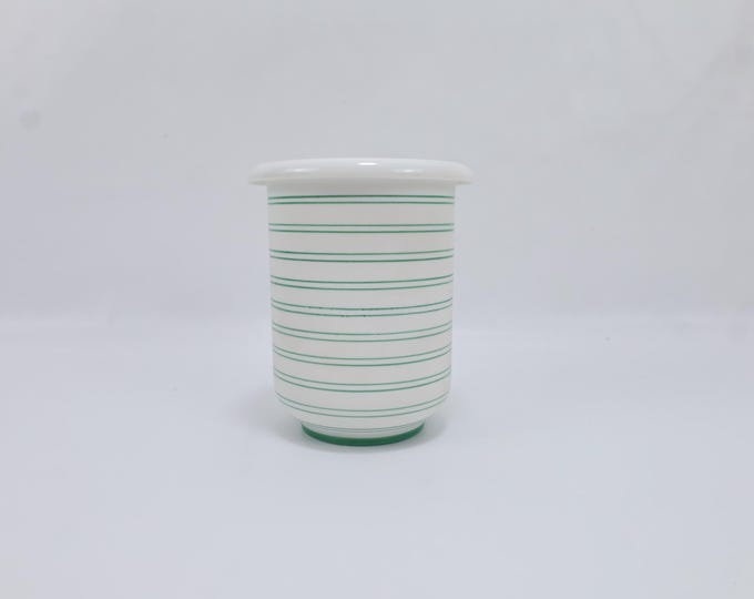 Nora Gulbrandsen Porsgrund Porcelain Vase 1950s Norwegian Mid Century Modern Rare Green Stripe Design Signed