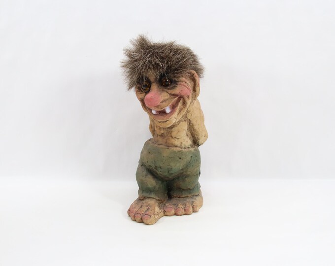 NyForm Troll 128 Laughing Norwegian Troll Figurine | Handmade Norway Latex Folk Art | Vintage 1980s Scandinavian Mythology Decor