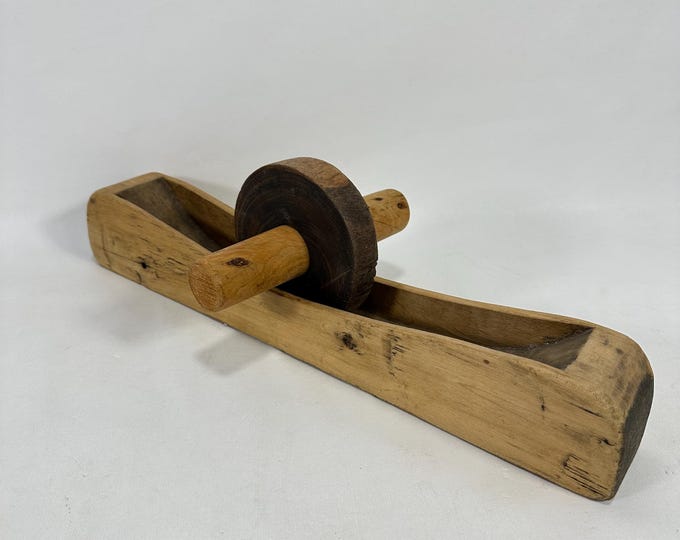 Norwegian Wooden Coffee Grinder 1800s - Rustic Scandinavian Folk Art Decor