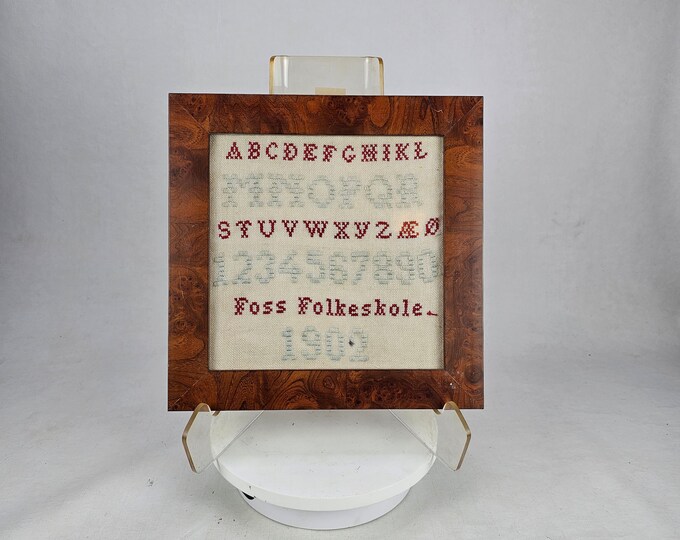 1902 Norwegian Whitework Sampler: Alphabet & Number Embroidery - Rare Antique Schoolwork - Norwegian folkart