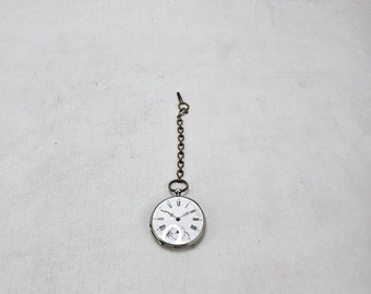 Stunning Swiss Antique Pocket Watch - Genuine Silver with Detailed Back Lid Motifs - Collector's Item Gift for Him
