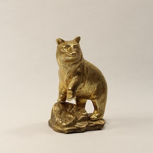 Vintage Norwegian Brass Bear Figurine - 1970s Home Décor with Charming Patina