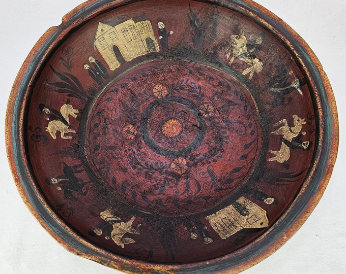 Exquisite Antique Ale Bowl - Norwegian Collectible with Handpainted Motif - Unique Bridal Gift