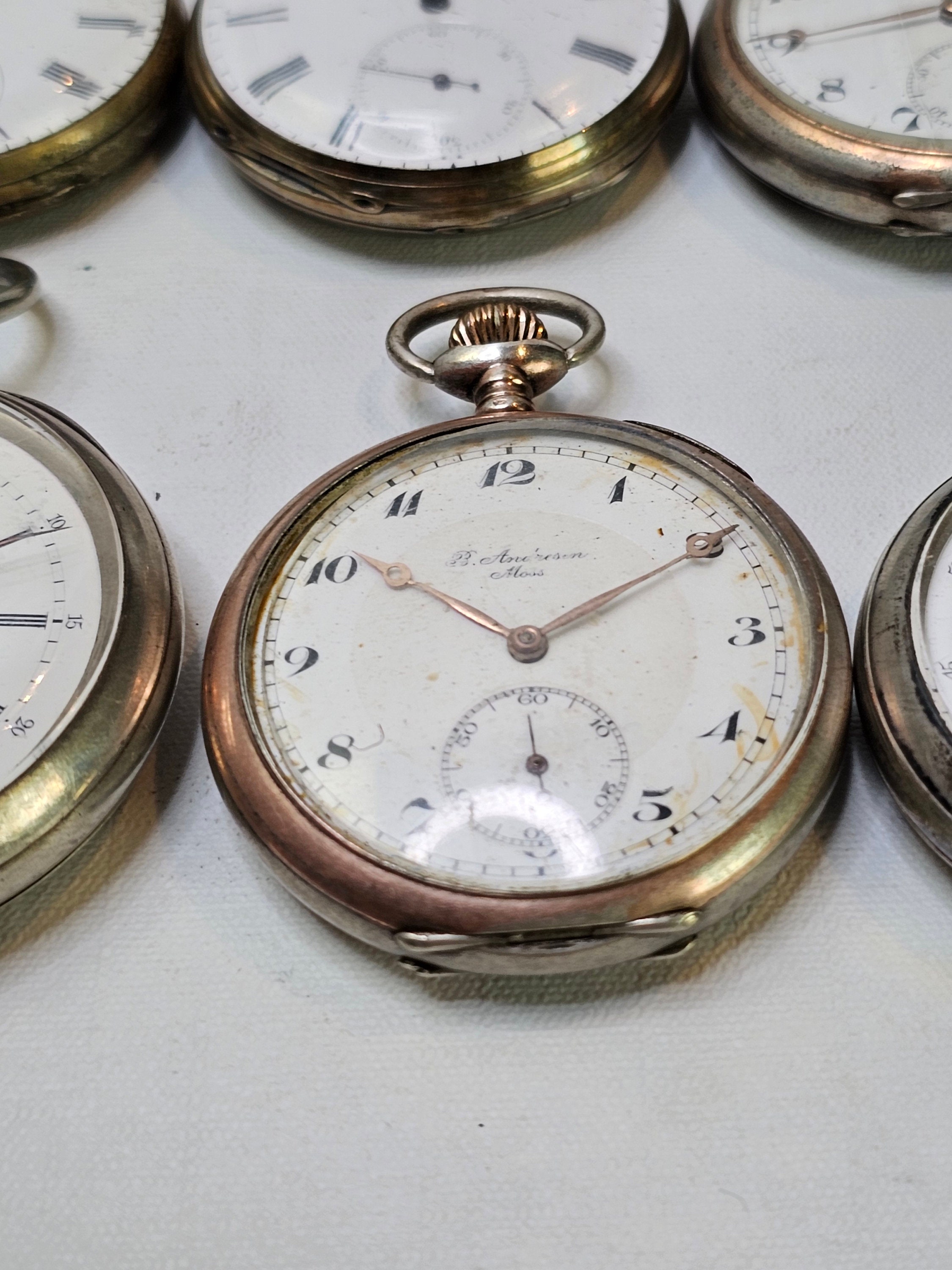 Lot of 6 Antique Pocket Watches - Pocket Watch Parts