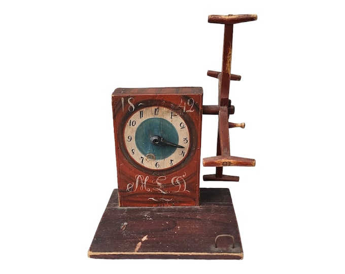 Stunning rad antique yarn winder with counter - Rustic and primitive farm antique - Norwegian handmade with great antique patina rare object
