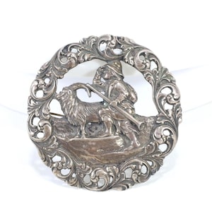 Norwegian Brooch in Silver 830s | Vintage 1952 Jewelry | Boy and Goat Motif | Nordic Design | Cultural Treasure
