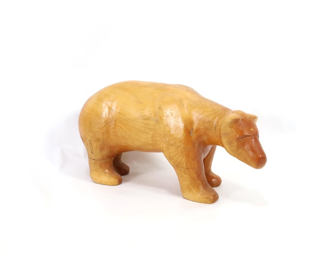 Norwegian Hand-Carved Polar Bear | 1970s Wood Art | Signed by A.T. '73 | Nordic Decor | Heritage Gift | Collectible
