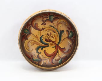 1960s Norwegian Rosemaling Wooden Bowl | Telemark Folk Art Hand Painted | Traditional Scandinavian Decorative Vessel
