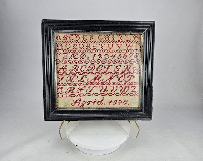 Exquisite Rare Antique Norwegian Whitework Sampler from 1894 - Alphabet & Number Embroidery