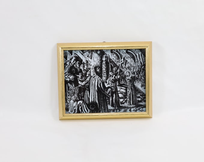 Norwegian Porsgrund Porcelain Tile 1980s | "Druidic Sacrifice" by S. Greco | Vintage Art Tile | Mythology Decor