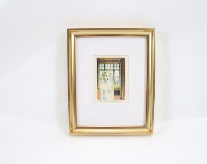 1981 Norwegian Lithograph | Nude by the Window | Vintage Scandinavian Figurative Art Print | Signed Nordic Fine Art | Framed Wall Decor