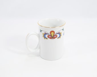 Porsgrund Porselen Mug | Telemark Rosemaling Pattern | Scandinavian Folk Art Cup | Vintage Norway Porcelain | Nordic Cabin Decor