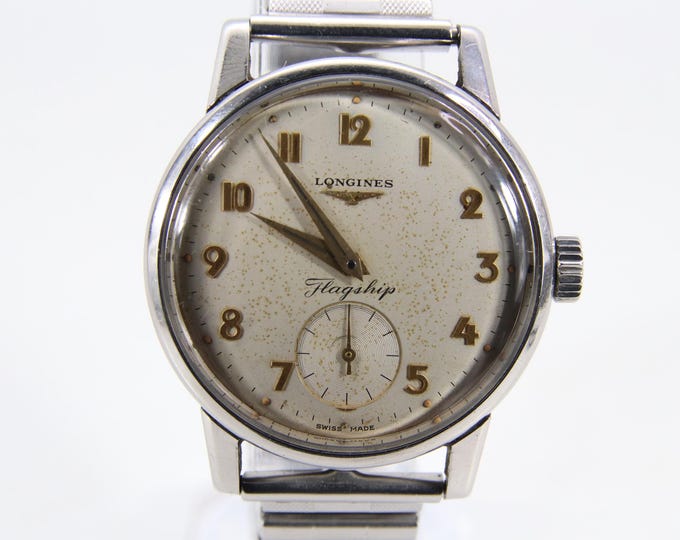 Vintage Longines Flagship Wristwatch 35mm | Swiss Mechanical Watch with Patina Dial | Classic Mid Century Design