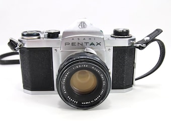 Asahi Pentax S1 35mm Film Camera | Auto-Takumar 55mm f2.2 + Tele-Lentar 135mm f3.5 Lenses | Pentax Meter | Tested Vintage Kit