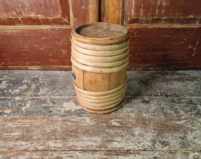 Antique little water barrel,folk-art, handpainted, Norwegian folk-art,old storage barrel, scandinavian collectibles,Norwegian handmade