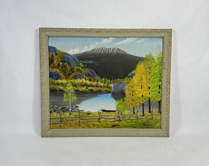 1980s Norwegian Landscape Oil Painting by Sanders - Gaustatoppen Mountain Artwork - Perfect Scandinavian Gift