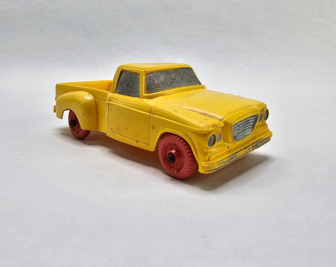 Vintage Big Yellow Tomte Laerdal Vinyl Studebaker Car - Rare 1950s Scandinavian Toy Collectible