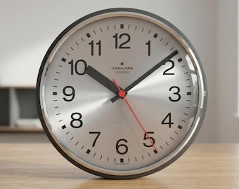 Vintage Junghans Resonic Wall Clock | German Bauhaus Design Quartz Clock | Mid Century Modern Industrial Decor 1970s