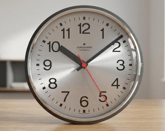 Vintage Junghans Resonic Wall Clock | German Bauhaus Design Quartz Clock | Mid Century Modern Industrial Decor 1970s