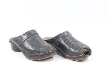 19th Century Children's Leather Shoes | Wooden Shoes | Norwegian Folk Art | Handmade in Telemark | Rare Decor