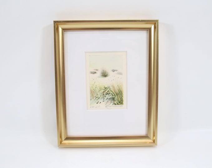 1984 Norwegian Lithograph | Nordic Field Landscape | Vintage Scandinavian Art Print | Signed Minimalist Nature Artwork