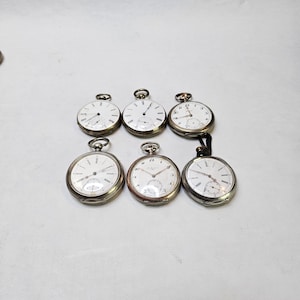Lot of 6 antique pocket watches - Pocket watch parts - Silver pocket watches - Train watch