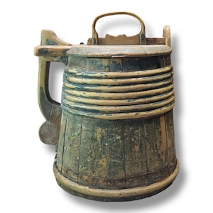 Antique 1800s hand made beer tankard - Norwegian bentwood Rare tankard