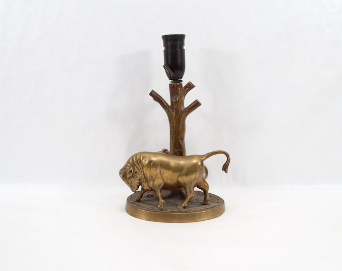 Vintage Bronze Bull Table Lamp - Circa 1930s–1950s Figural Tree Base for Restoration