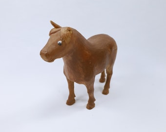 Unique Hand Carved Norwegian Horse with Painted Eyes - Vintage Folk Art Collectible - Gift from Norway