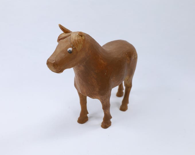 Unique Hand Carved Norwegian Horse with Painted Eyes - Vintage Folk Art Collectible - Gift from Norway