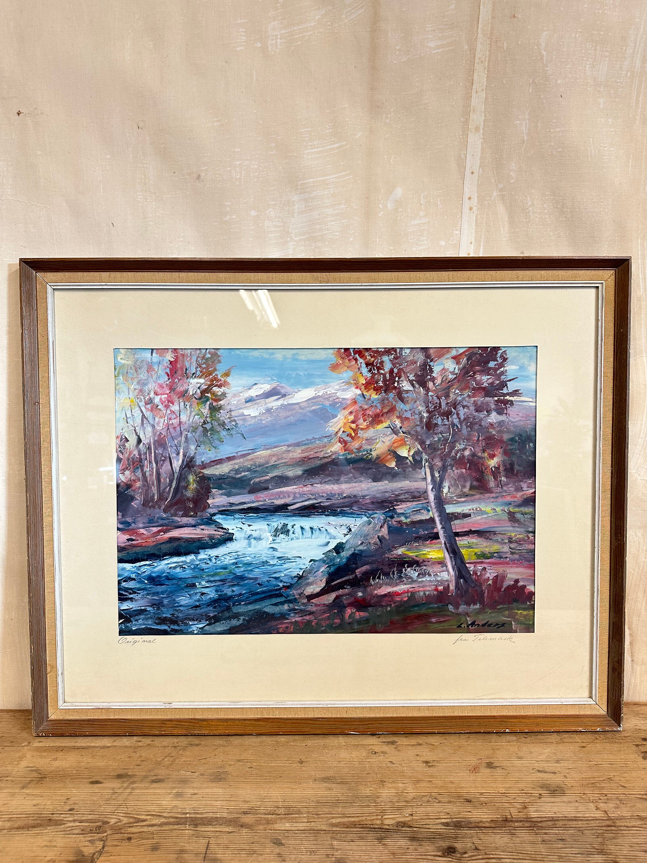 1970 年代のヴィンテージ油絵 - L. Anders 作「Fom Telemark