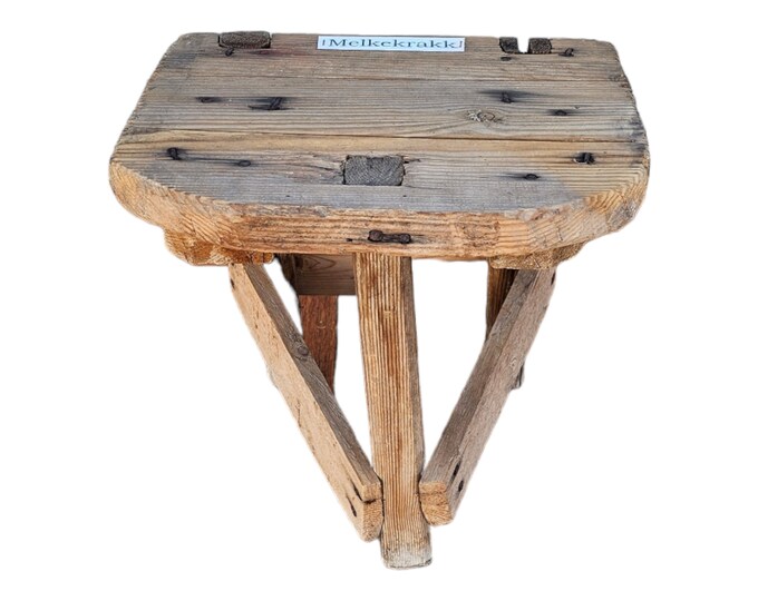 Charming Vintage Norwegian Milking Stool - Rustic 1900s Peasant Design - Unique Antique Housewarming Gift