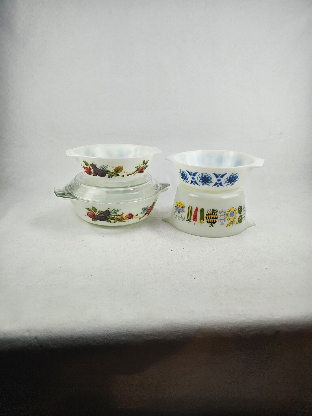 Vintage Pyrex Lot of 4 England Fire Fixed Forms & Sea Lily and Other ...