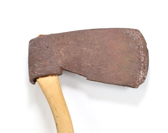 Antique Norwegian Axe Late 1700s Early 1800s – Telemark Farm Marked Forged Iron Broad Axe with Owner Initials – Scandinavian Primitive Tool