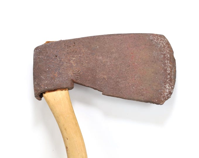 Antique Norwegian Axe Late 1700s Early 1800s – Telemark Farm Marked Forged Iron Broad Axe with Owner Initials – Scandinavian Primitive Tool