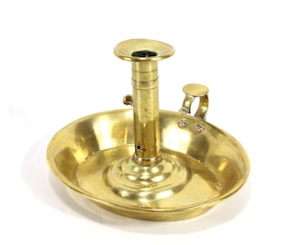 1800s Chamber Candlestick | Early Lighting Decor | Brass Candlestick | Vintage Candle Holder | Antique Style Gift