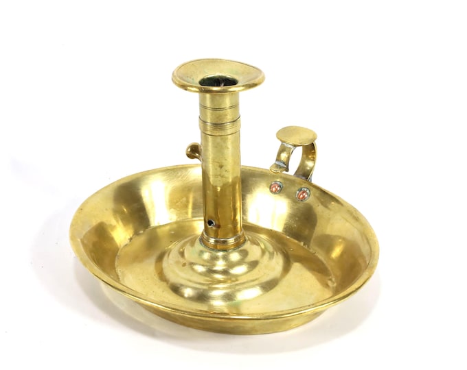 1800s Chamber Candlestick | Early Lighting Decor | Brass Candlestick | Vintage Candle Holder | Antique Style Gift
