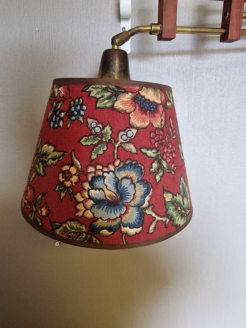 Fantastic 1950s Norwegian designed teak wall lamp,Wall scone lamp,Interior lamp,Flower lamp shade,Scandinavian design,Rare design lamp image 10