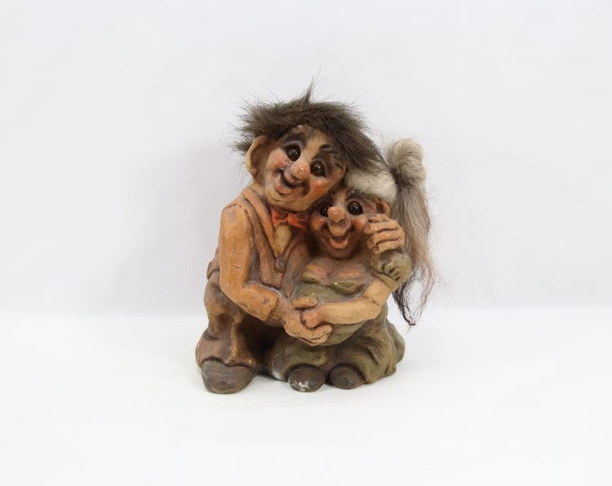 Fosse Troll 166 Troll Couple | 1980s Norwegian Troll Figurine | Scandinavian Folklore Figurine | Vintage Troll Pair
