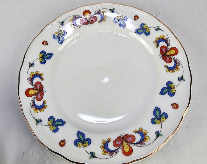 Vintage Porsgrund Porcelain Breakfast Plate with Farmers Rose Pattern - Scandinavian Ceramic Decor
