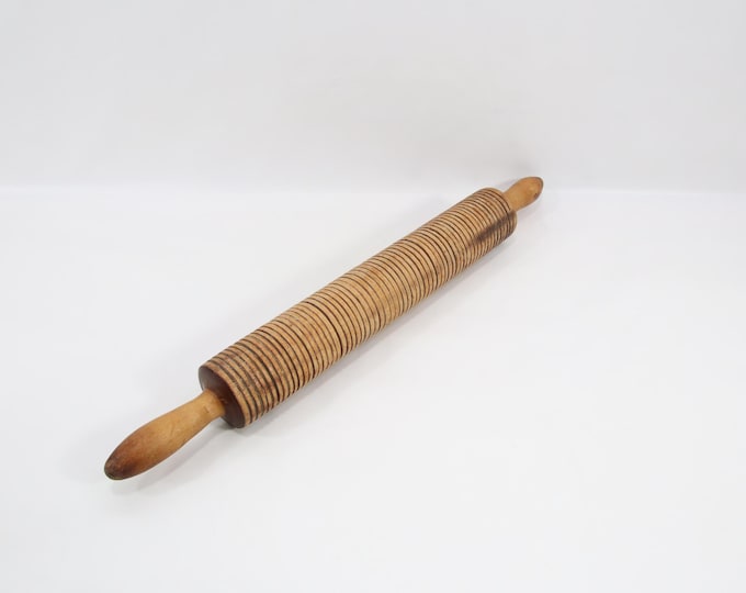 Norwegian Folk Art Rolling Pin 1800s | Hand Carved Lefse & Flatbread Tool | Primitive Scandinavian Kitchen Decor