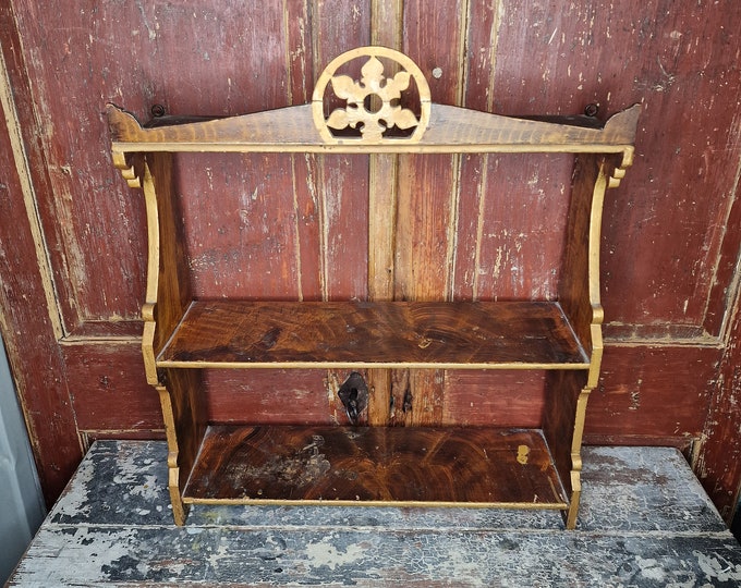 Elegant 19th Century Painted Wall Shelf - Authentic Scandinavian Interior Decor - Vintage Norwegian