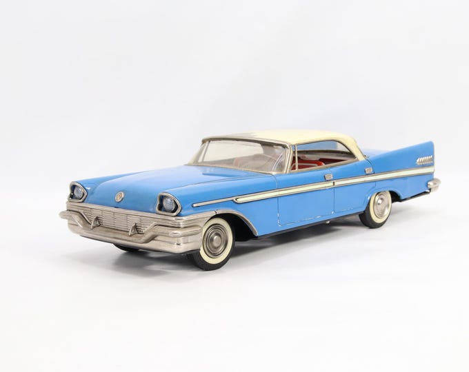 Rock Valley Toys Chrysler New Yorker 1958 | Vintage Japanese Tin Car | Lithographed Interior | Working Friction Drive | Extremely Rare
