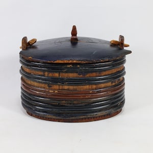Antique Norwegian Bentwood Tine Box - Hand-Carved Beauty from the 1800s