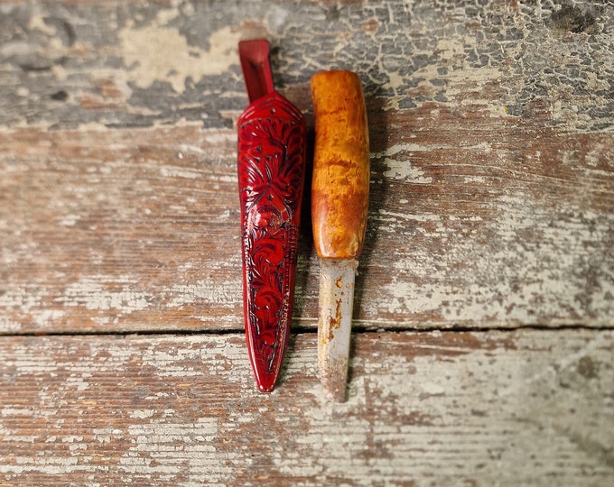 Norwegian hand made knife with hand made blade, collectible knife, Scandinavian knife, Norwegian folk art,Hand made knife,Gift,Rare knife
