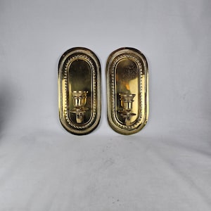 Mid-Century Scandinavian Brass Wall Sconce - Vintage Norwegian Pair Candle Holder