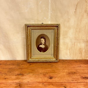 Antique Scandinavian Gold Frame - 1800s Era with Exquisite Details & Vintage Portrait Photo