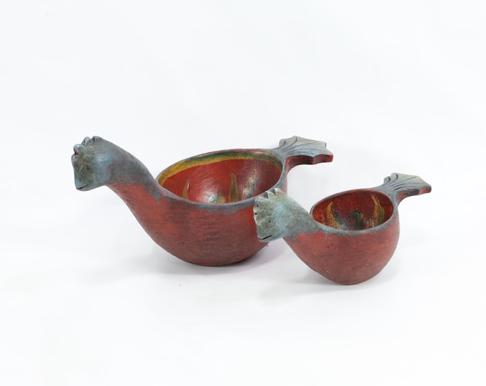 Antique Brandy Cups Set | Hand-Carved Dragon Heads | 1920s Historical Decor | Collectible Drinkware | Vintage Gift